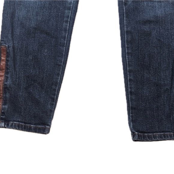 White House Black Market Jeans Womens 4 Blue Skimmer Skinny Faux Leather Trim - Picture 9 of 9